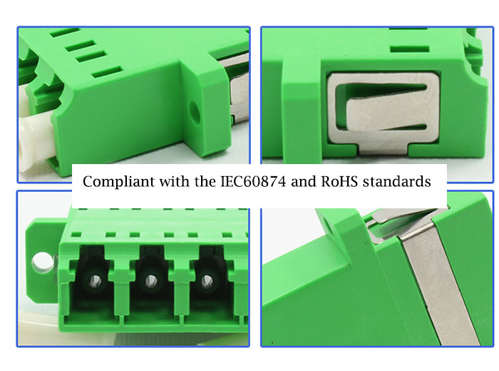LC Integrated Type Singal Mode Four Core Verde Plastic Fiber Optic Adapter
